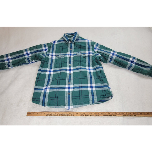 Duluth Flannel Shirt Shacket Mens Size Large Green 100% Cotton Long Sleeve Plaid - Picture 3 of 16